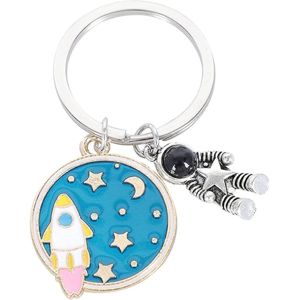 Ghyt Space Astronaut Keychain Keyring Cute Spaceman Rocket Charms Pendants Robot Bag Purse Charms Space Favors Lover Gifts