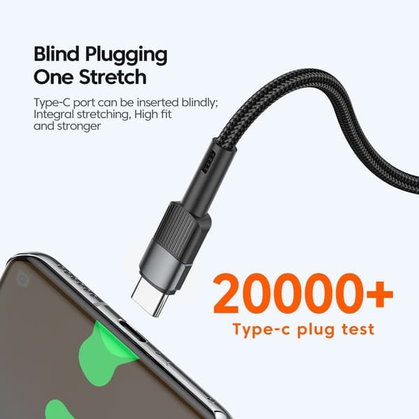 ESSAGER 3m 60W PD USB-C - USB-C Latauskaapeli Musta size 80