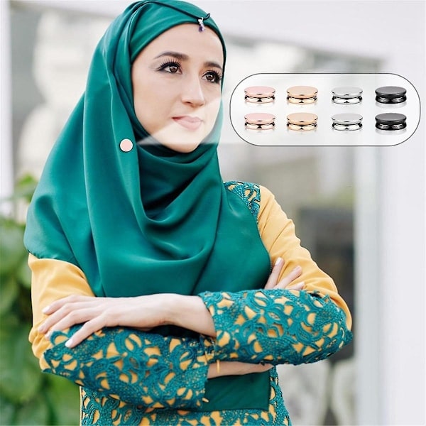 8 st hijab magnetiska stift, mångsidiga färgglada magnetiska sjalspännen stiftlös brosch hijab stift män