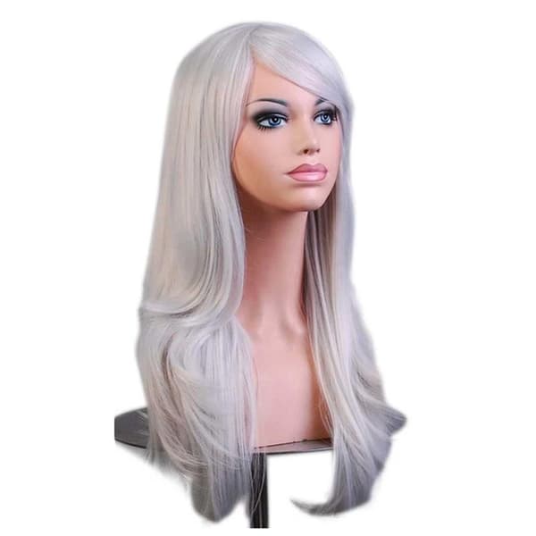 Silvervit Peruk 70cm Cosplay Kostym Vit