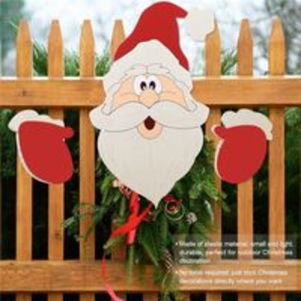 2PCS Gjerde Julenissen Dekorasjon Elg Snømann Ferie Hage Skilt Ornament for Hage Plen