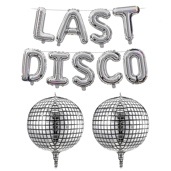 Set Sista Disco Ballonger Bachelorette Dekorationer Spegel Folie Ballong Brev Födelsedag Disco Ball Festtillbehör
