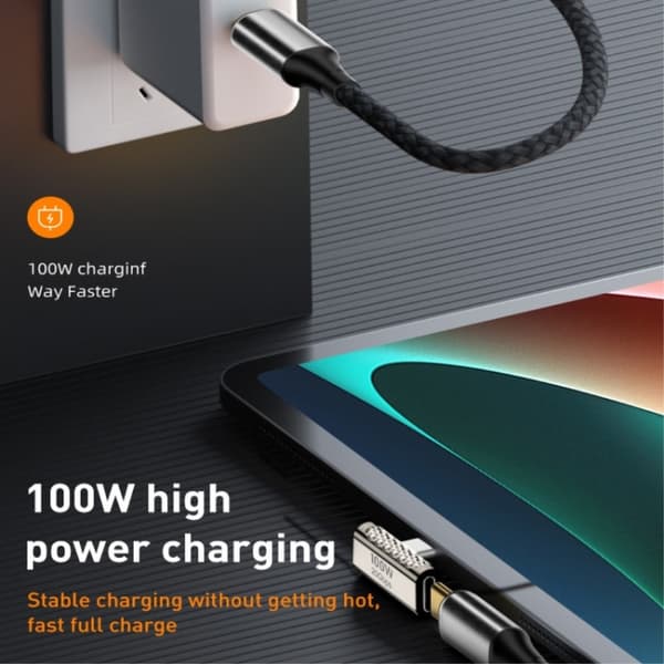 100W USB-C Uros - USB-C Naaras Adapteri Kulma USB 4.0 Hopea size 30
