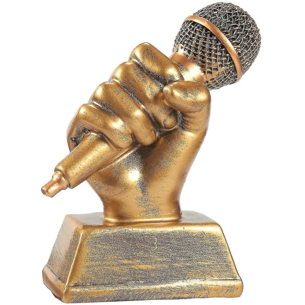 Golden Microphone Trophy - Small Resin Singing Award Trophy Karaoke, Sangkonkurrencer, Fester, 5,5 X 4,75 X 2,25 Tommer
