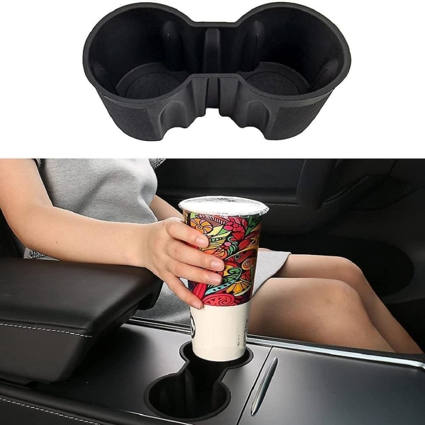 Universal Water Cup Hoder Storage Box Non-toxic Tasteless Center Console Accessories Compatible For Tesla Model 3/y 2021 2022 - Drinks Holders