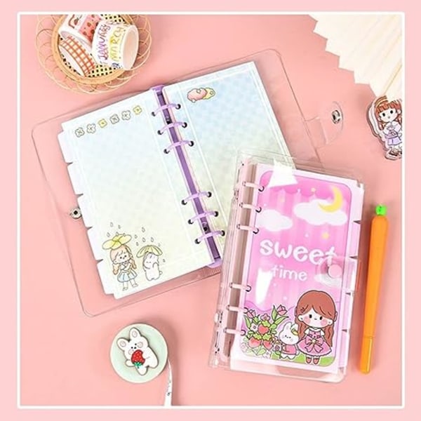 Irtonainen lehtiö kannettava sarjakuva Kawaii päivittäinen agenda päiväkirja Scrapbooking Journal Stationery School Supplies Students Notepad(Purple)