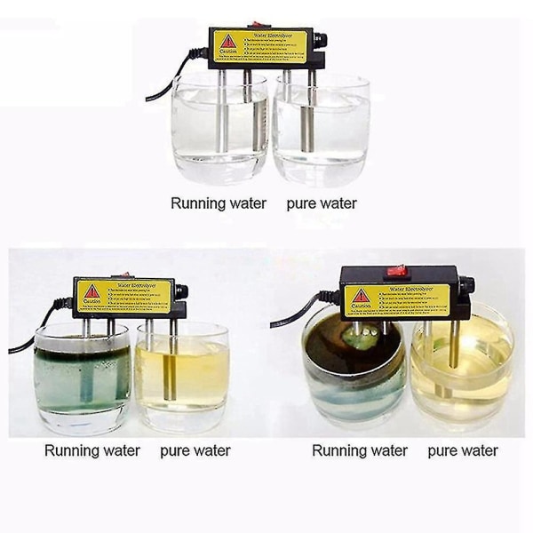 Eu Plug, 3st Bärbar vattenelektrolysör Test Elektrolys Järn Vatten Tester Elektrolysator Vatten
