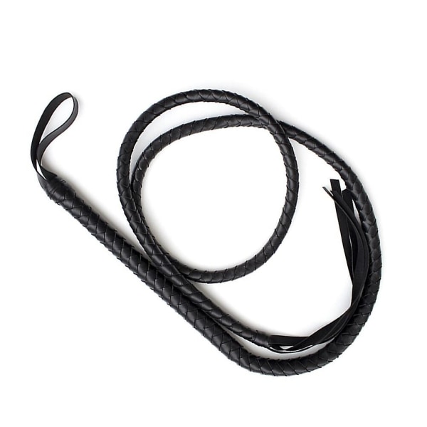 1,9 m Bull Whip i lær og semsket flettet haler Hestespisker (svart) Black Size 1