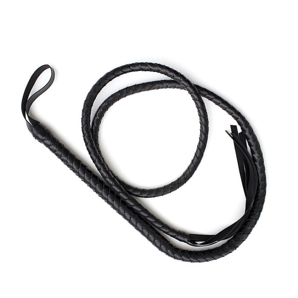 1,9 m Bull Whip Læder Og Ruskind Flettet Hestepiske (sort) Black Size 1