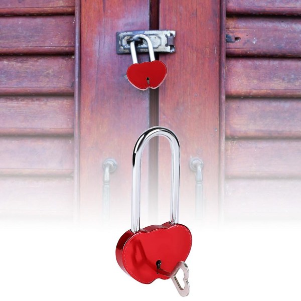 Mini Double Heart Style Lock Mini Love Shape Antiikki Lukko Riippulukko Avaimella Red