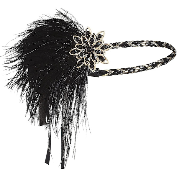 1920-luvun Gatsby-sulka Flapper-panta Roaring 20s -päähine Gatsby-strutsihöyhenpäähine Cr