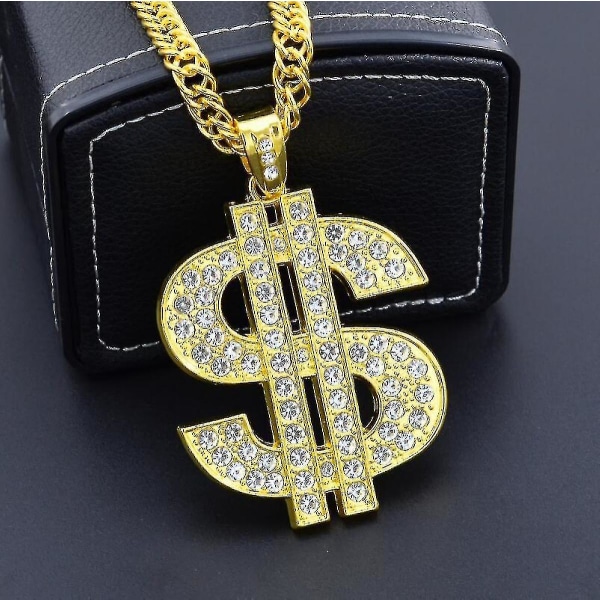 Kjede for menn med dollartegns anheng halskjede, Hip Hop dollar halskjede