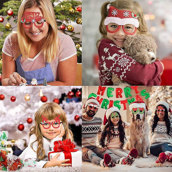 Julglasögonbågar Julparty Fotorekvisita Klä upp Tillbehör 3 st style 4