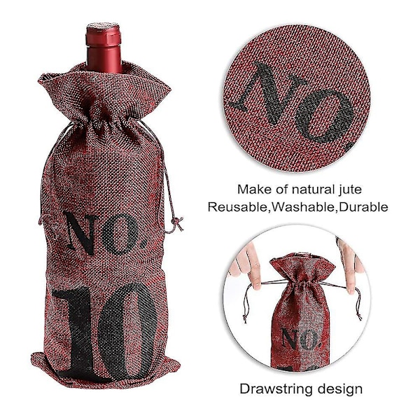 1 til 10 Burlap Vinposer Blind Vinsmagning, Vinposer Bryllup Bordnumre, Vinsmagning Tasker, Fest