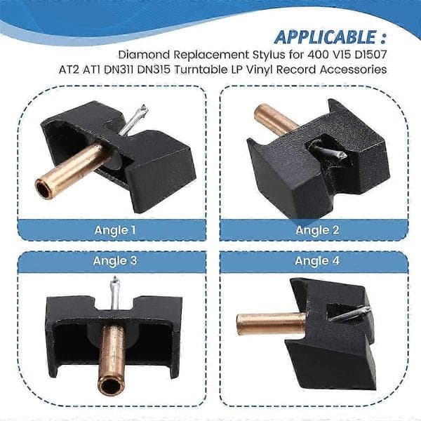Diamanterstatningsstift for platespillere Svart