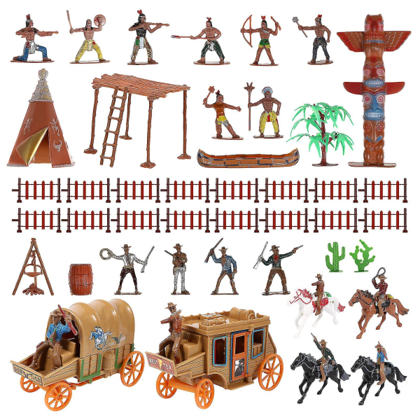 Leksaker Barn Cowboy Leksak Indian Dockor Indianer Playset Western Actionfigurer Vilda Västern Playset