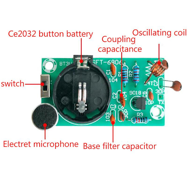 FM-stereoradio-sändare DIY-kit med mikrofon DC 3V Lödövning