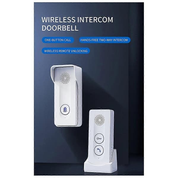 800M Långdistans Utomhus Dörrklocka Trådlös Intercom Dörrtelefon Upplåsning Tvåvägs Intercom 433MHz B Vit