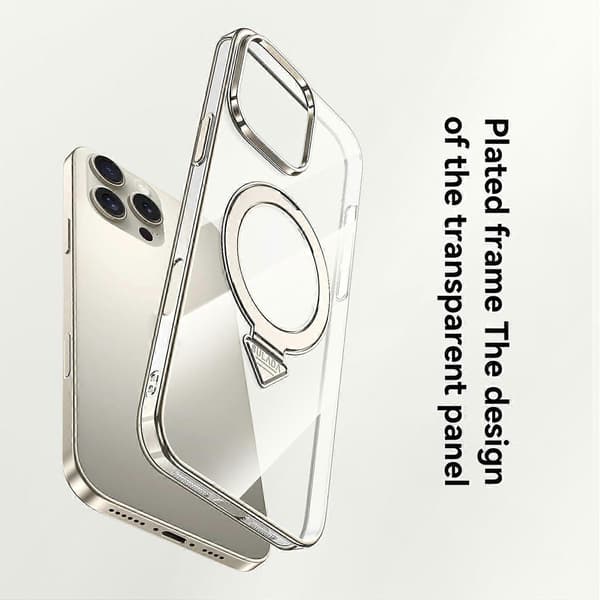 SULADA Deksel til iPhone 16 Pro Max Kompatibel med MagSafe Stativ Klar PC Telefondeksel Multicolor Titanium Silver