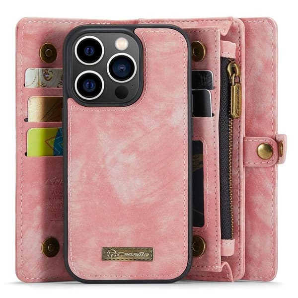 CASEME iPhone 15 Pro Retro Plånboksfodral - Rosa Rosa pink