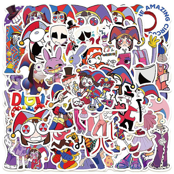 Magiska Digitala Cirkus Stickers Assorterade Former För Vattenflaska Laptop Multicolor