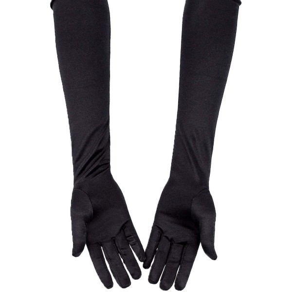 Käsineet Pitkät mustat satiinikäsineet Iltahanskat Opera Gloves Mustat 21 &quot;kyynärpäähanskat tytöille, naiset (mustat)