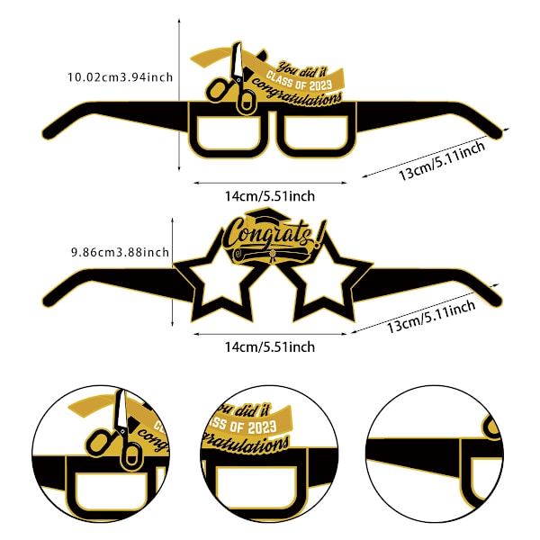 12 stykker Graduation Season Briller Shades Briller Kjole Rekvisitter Foto Rekvisitter Graduation Hat 2023 Fest Rekvisitter 2023 Graduation Briller Gratulerer