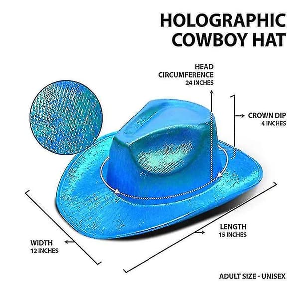 Glitrende Glitter Space Cowboy Hat Hvid