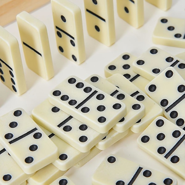 28 Stk Domino Sæt Klassisk Brætspil Dobbelt Seks Sæt Familielegetøj Med Trææske Gaver