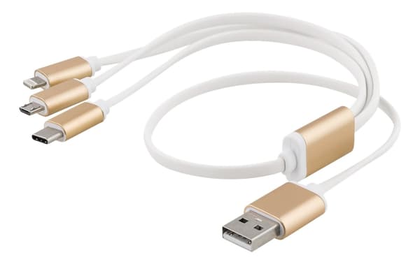 EPZI Multilader, USB-C, Lightning, Micro USB, USB-A, 50cm, hvit 30