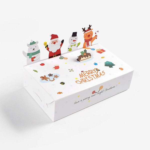 10 st Nya God Jul Kraftpapper Godis Presentask Cartoon Cookie Box White A