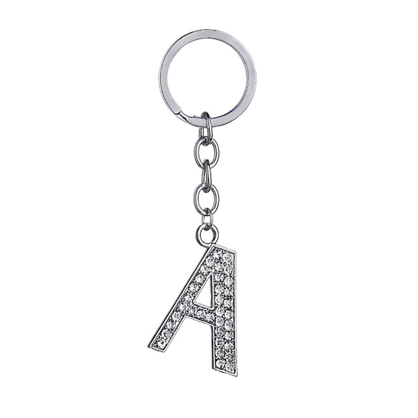 Enkel och elegant bokstavsnyckelring i metall med strass, nyckelring med bokstavsnyckelring, väskehänge, charm, födelsedagspresent (bokstaven S)