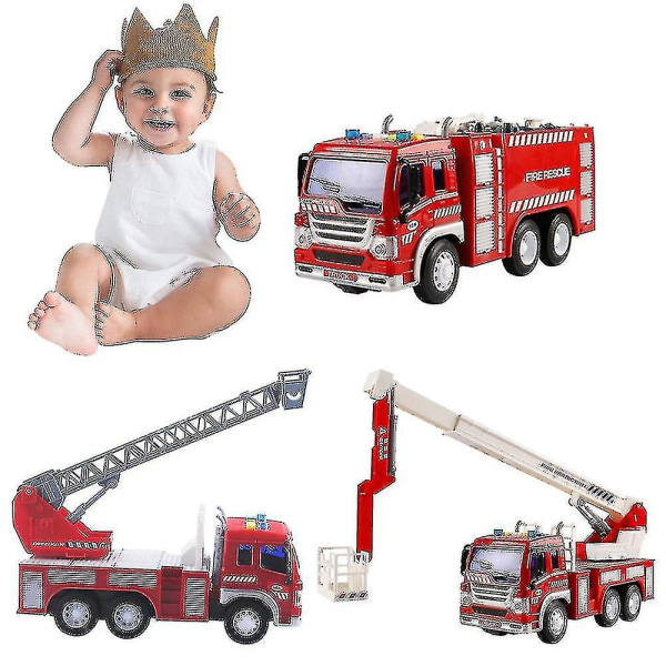 Brandbilsleksak,brandbilsleksak, tröghetsbilar, räddningsbil med ljus och ljud, pedagogisk leksak