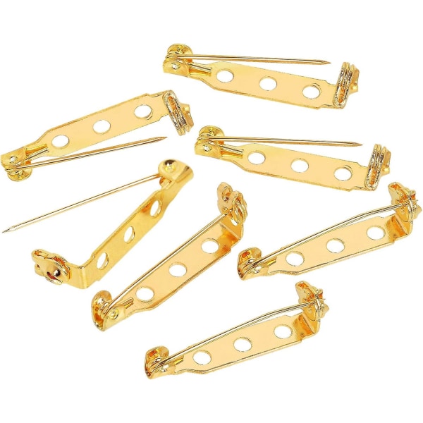 100PC Brooch Pins Safety Clasp with Back Bar Fastener - 25mm - Gold