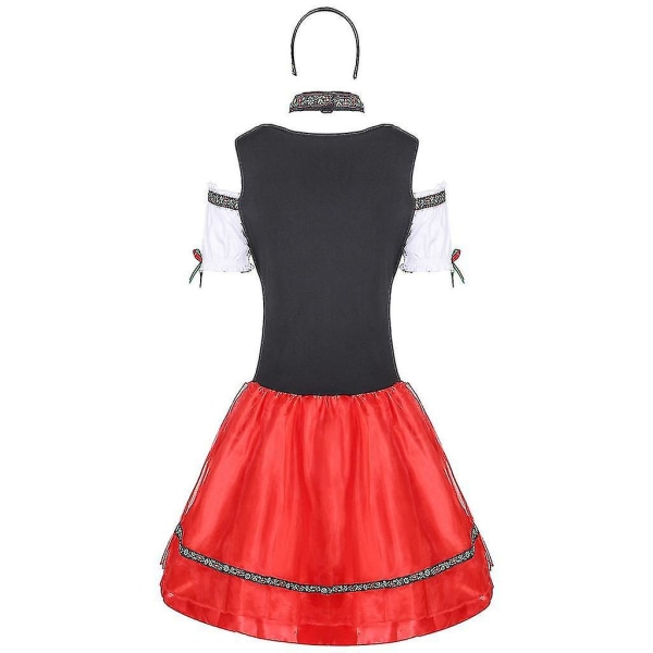 Ölserveringsdräkt Kvinnor Oktoberfest Dirndl Klänning Vuxen Halloween Festkläder S