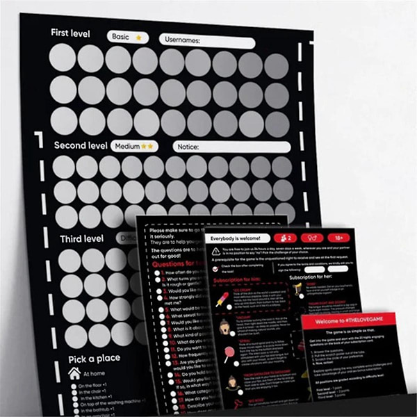 Spill Scratch Off-plakatspill for par Valentinsdagens gaver Veggplakat Henne og for henne Black