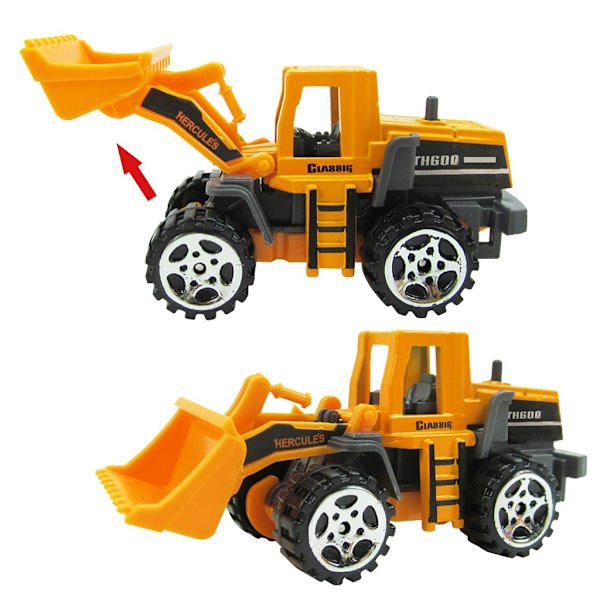 1:64 seoslegering-ingenieurstruck-graafmachine-vorkheftruck met 24 sets verkeersborden
