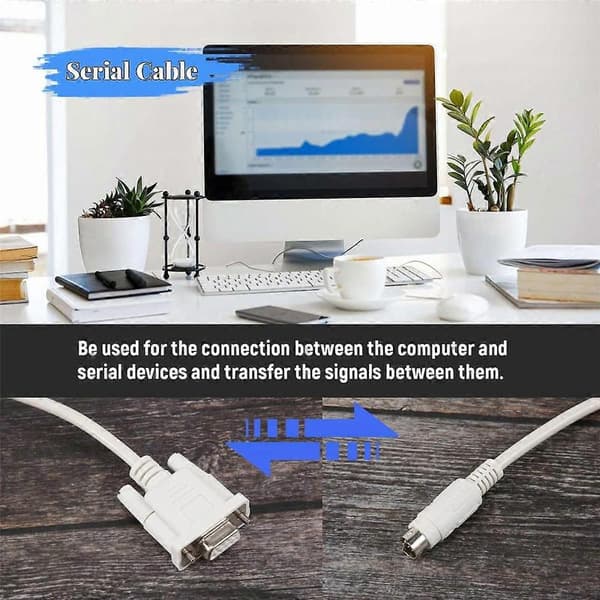 DB9P til 8P Mini Din RS232 Nedlastingskabel Hvit 2,5 m for PLC -EH