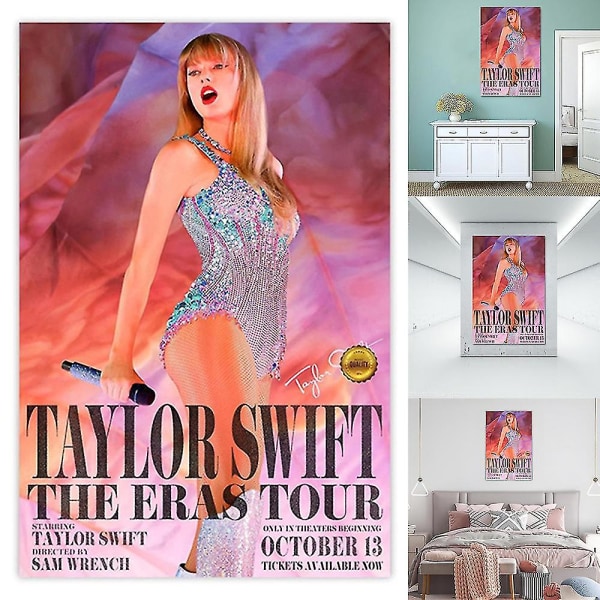 Taylor Swift Affisch The Eras Tour Väggkonst 13 oktober World Tour Filmaffischer Väggdekorationer Oinramade Fläktar Gåvor 30*45cm