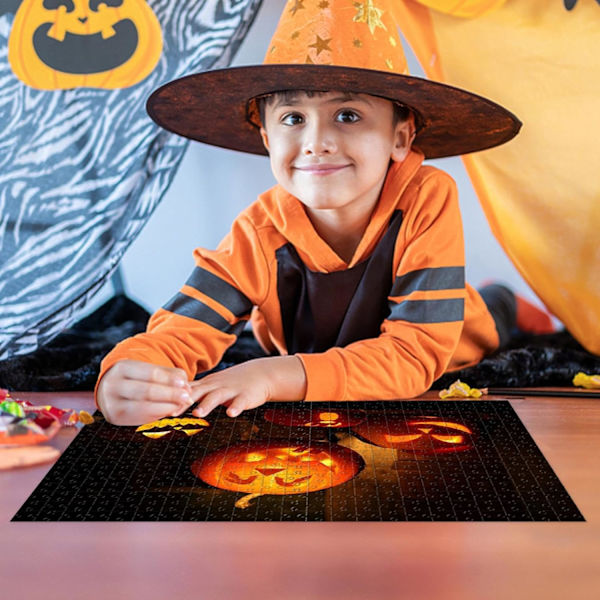 Halloween-aiheiset palapelit lapsille, kurpitsalyhtykuvioinen puinen palapelityökalu, kodin sisustus ja interaktiivinen aivoriihi