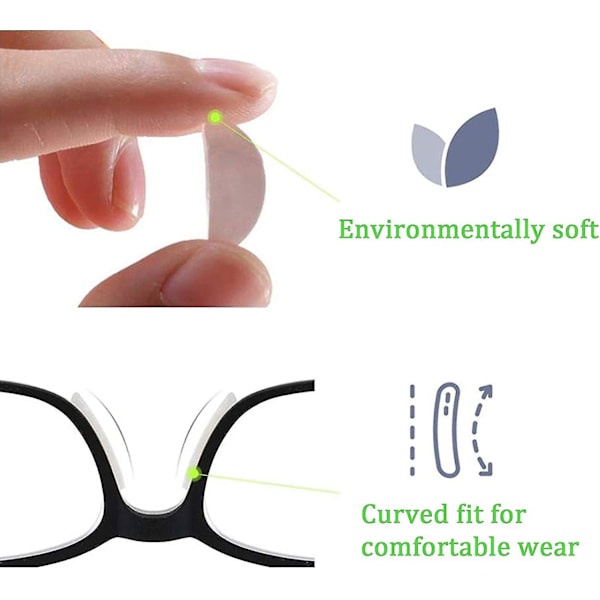 20 par glasögon näskuddar halkfria silikon mjuka näskuddar självhäftande näskuddar glasögon (transparent, 1,5 mm)