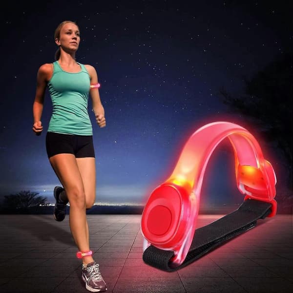 4-pakning LED-armbånd med refleks - for løping og jogging Red