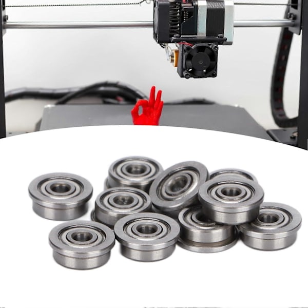 10 stk. Flangede kuglelejer Grå Holdbare Miniature Metal Dobbeltskærmede Kromstållejer til 3D-printer