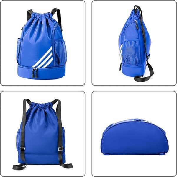 Drawstring Bags, Waterproof Swim Bag for Kids and Adults, Large Drawstring, Athletic Drawstring Gym Backpack, Blue