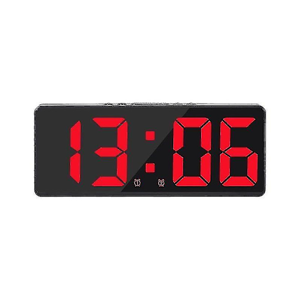 Smart stort digitalt vægur - App-styret tid/dato/&lydaktivering og nedtællingsfunktion - Trinløs lysstyrke og lydstyrke - Alarm med snooze-funktion Red