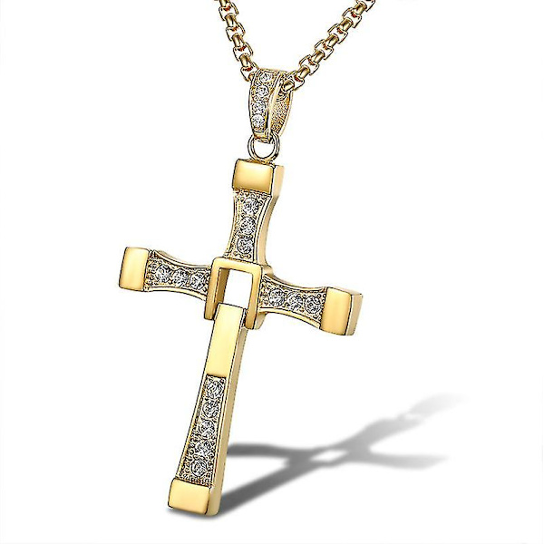 316l ruostumaton teräs Fast And Furious -elokuvien näyttelijä Dominic Toretto Rhinestone Cross Crystal -riipusketju kaulakoru miesten korut