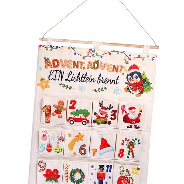 Julekalender Veggmontert Oppbevaringspose Multicolor 50cmx100cm