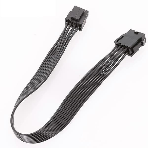 2 stk. computerkabel CPU 8Pin til 4+4 Pin strømforsynings forlængerkabel ledning sort 30 cm black