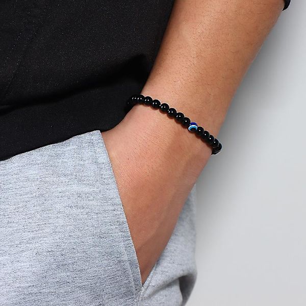 Tyrkisk Onde Øjne Armbånd Naturlige Sten Perler Til Kvinder Mænd Yoga Smykker Onesize