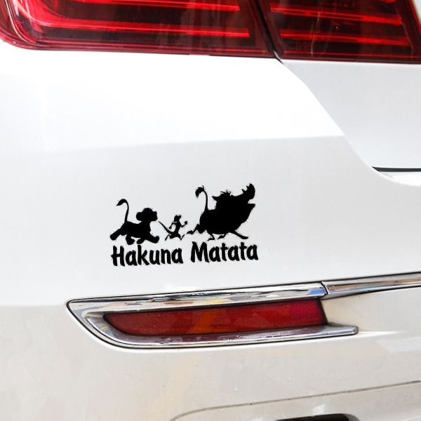 Auton tarra, väriä kestävä, hieno viimeistely, vedenpitävä Hakuna Matata vinyylitarra autoon Black